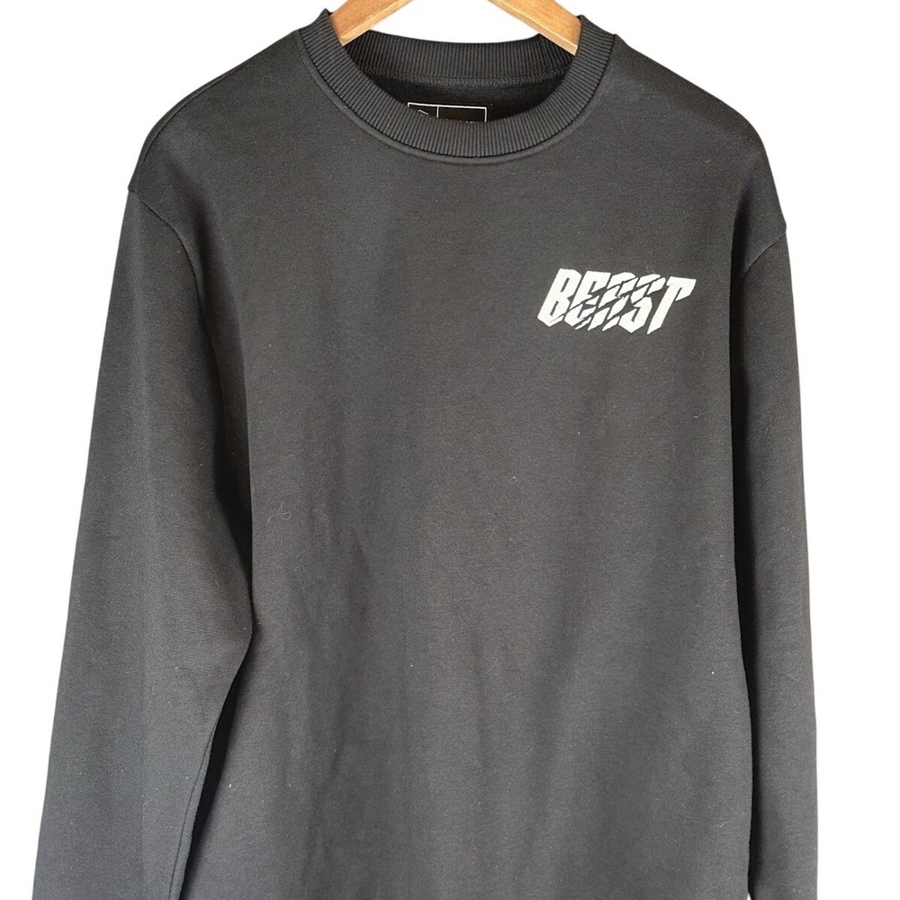 MrBeast Beast Logo Crewneck Sweatshirt Mens Large Black Cotton Pullover Graphic